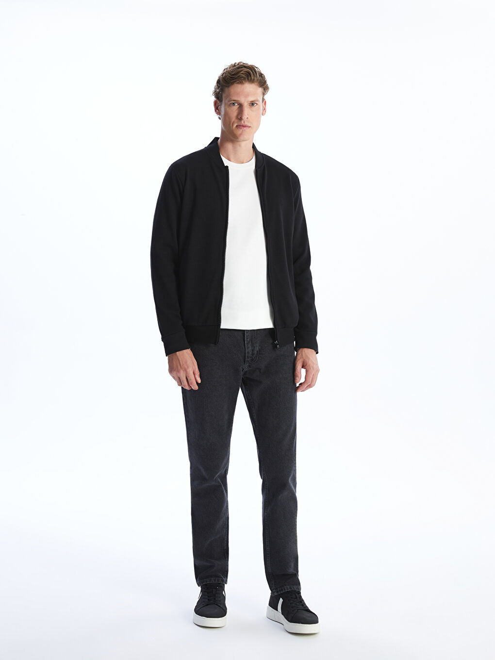 LCWAIKIKI Classic College Collar Long Sleeve Men's Zip-Up Sweatshirt -W52878Z8-CVL