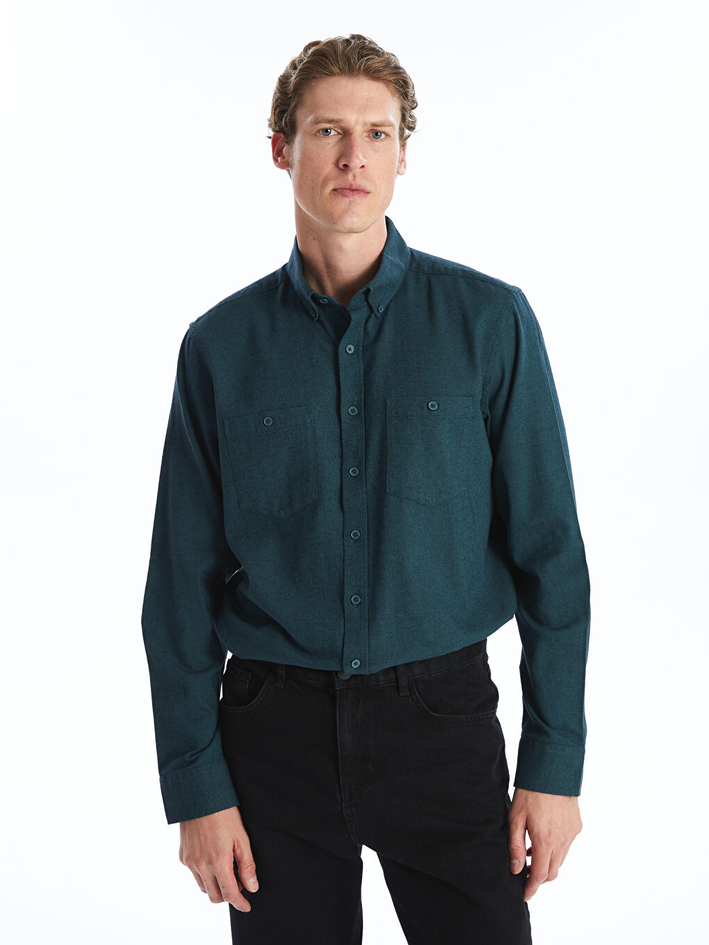 LCWAIKIKI Classic Regular Fit Long Sleeve Gabardine Men's Shirt -W52932Z8-E5F