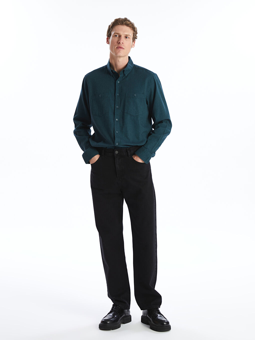 LCWAIKIKI Classic Regular Fit Long Sleeve Gabardine Men's Shirt -W52932Z8-E5F