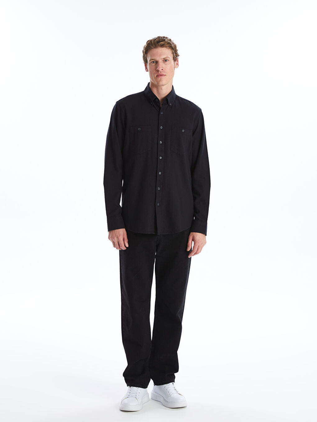 Regular Fit Long Sleeve Gabardine Men's Shirt-2