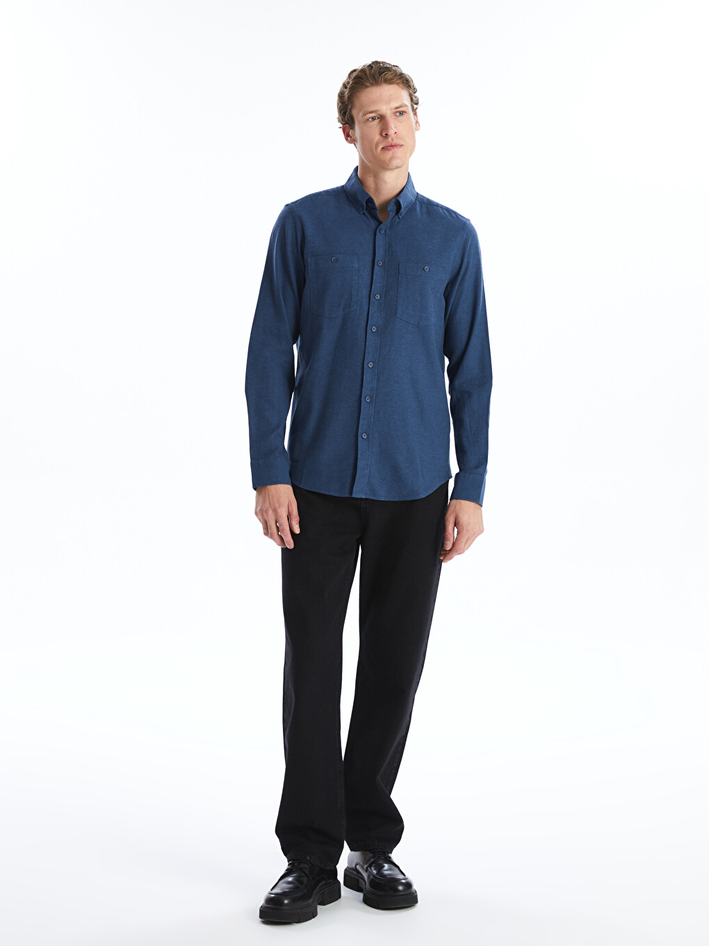İndigo Regular Fit Uzun Kollu Gabardin Erkek Gömlek-2
