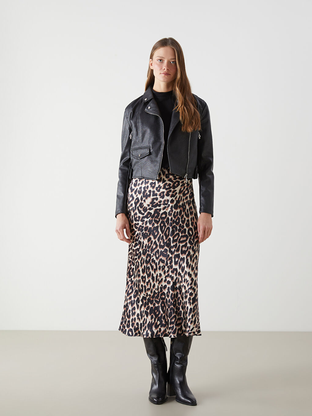Veste en similicuir à col motard pour Femmes-1