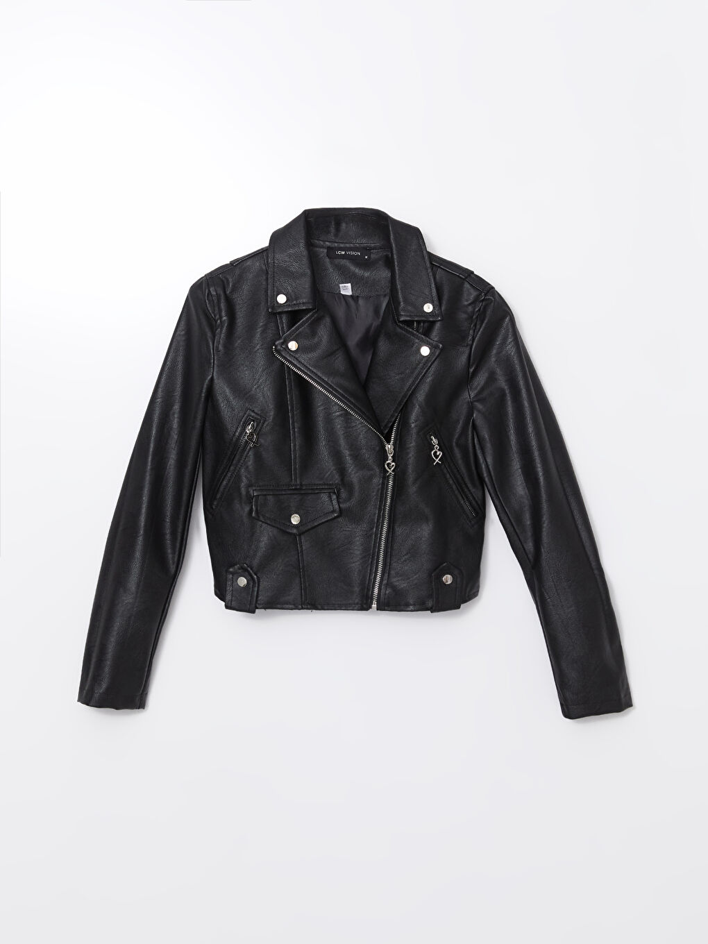 Veste en similicuir à col motard pour Femmes-5