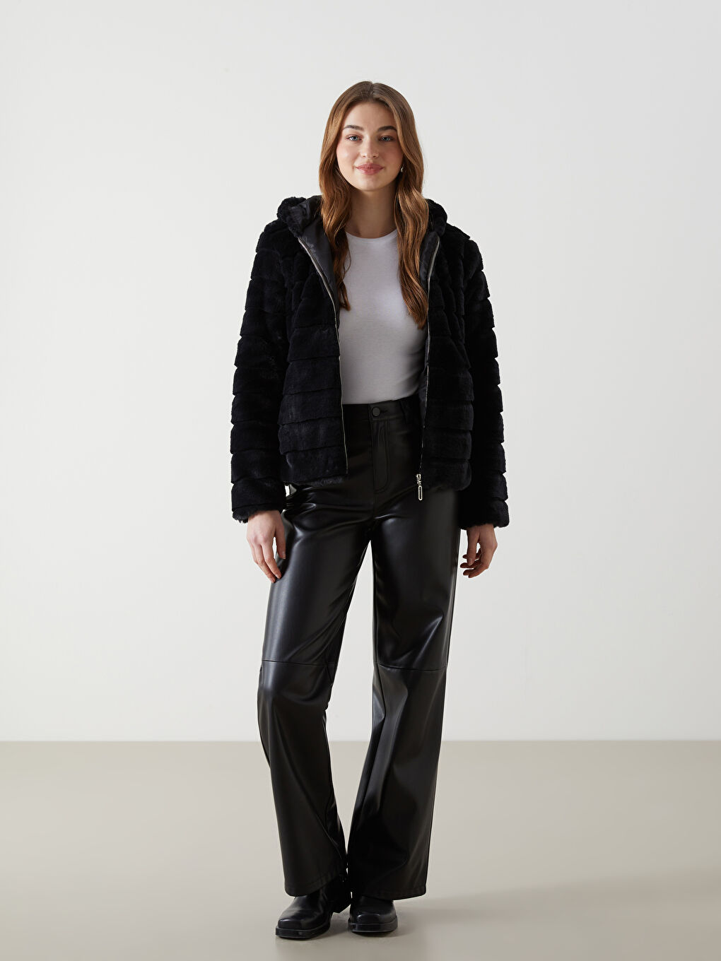 Hooded Women's Plush Coat-1