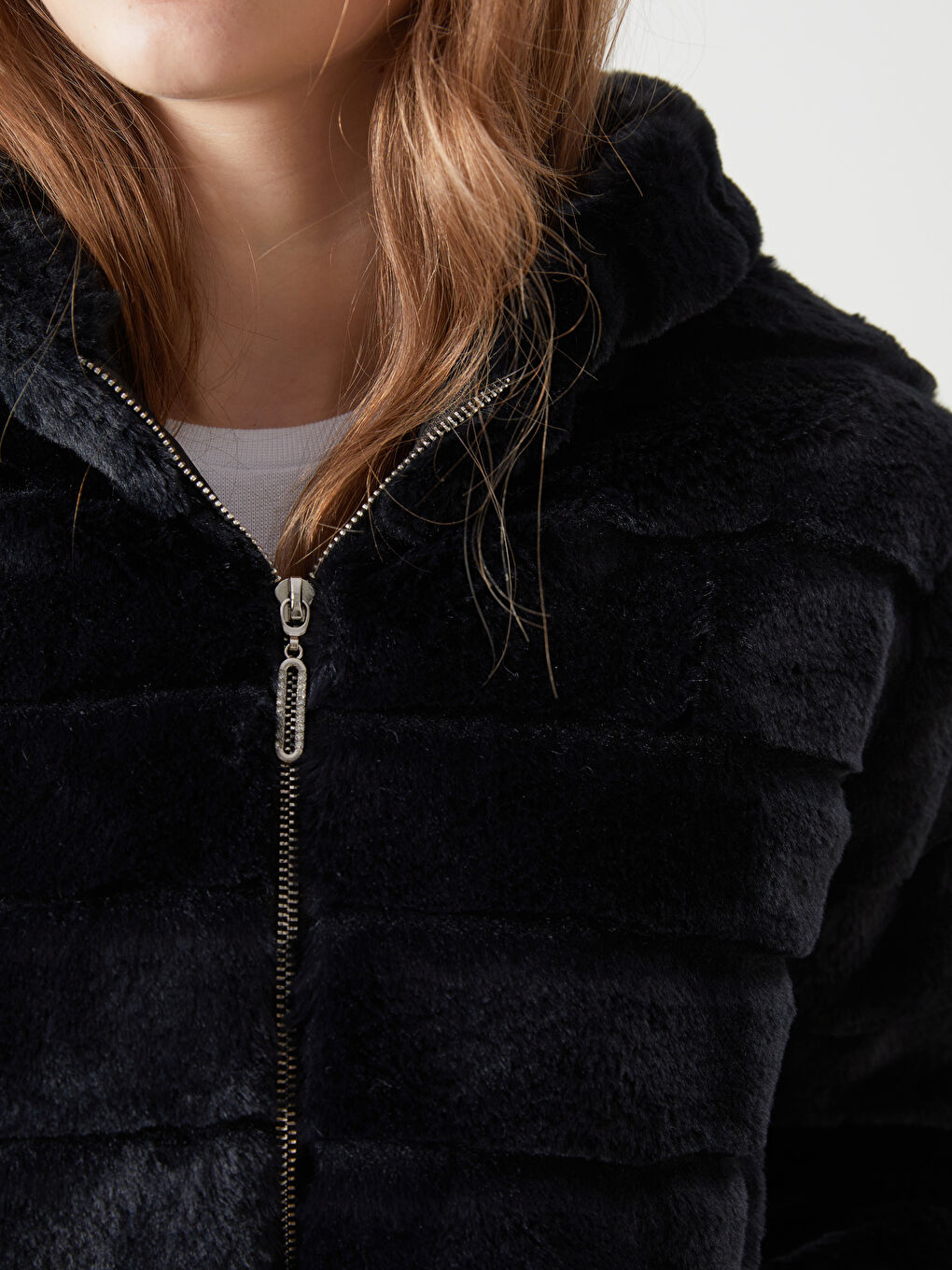 Hooded Women's Plush Coat-2