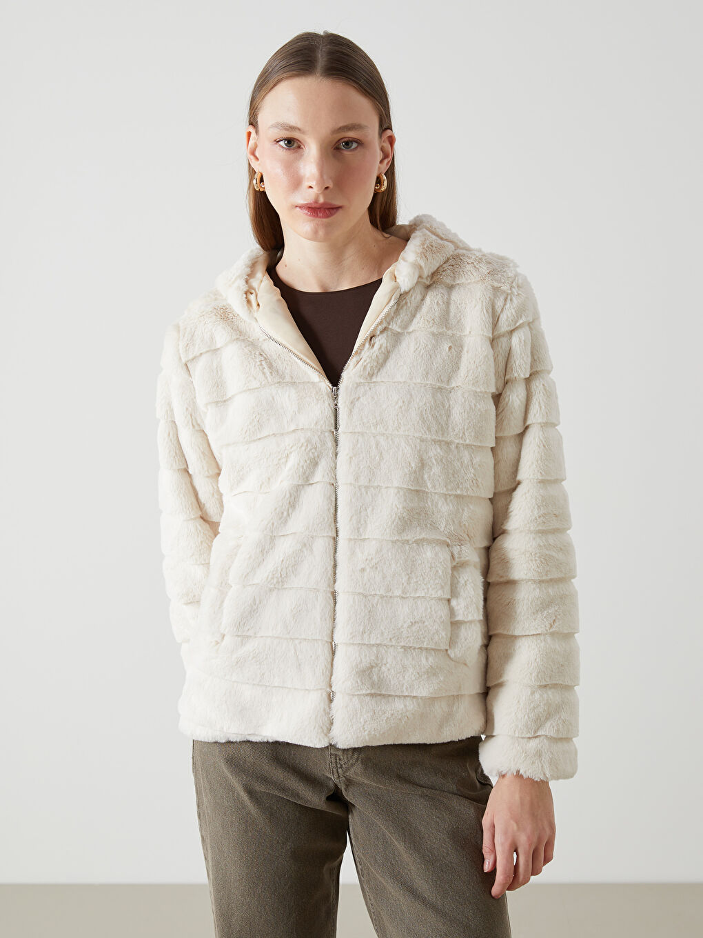 Hooded Women's Plush Coat