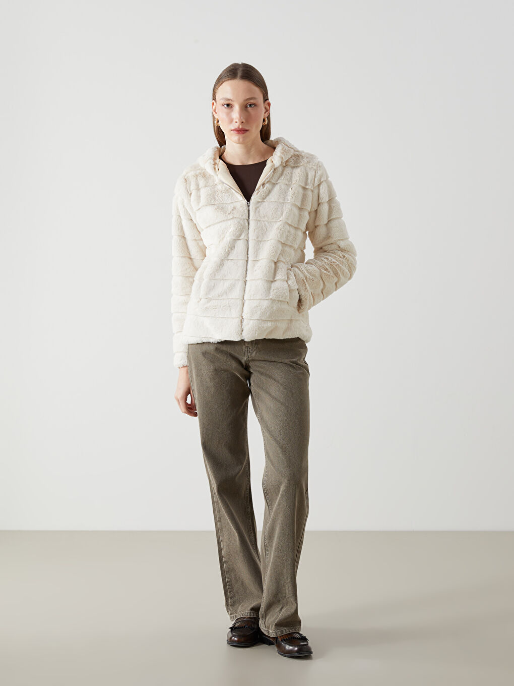 Hooded Women's Plush Coat-1