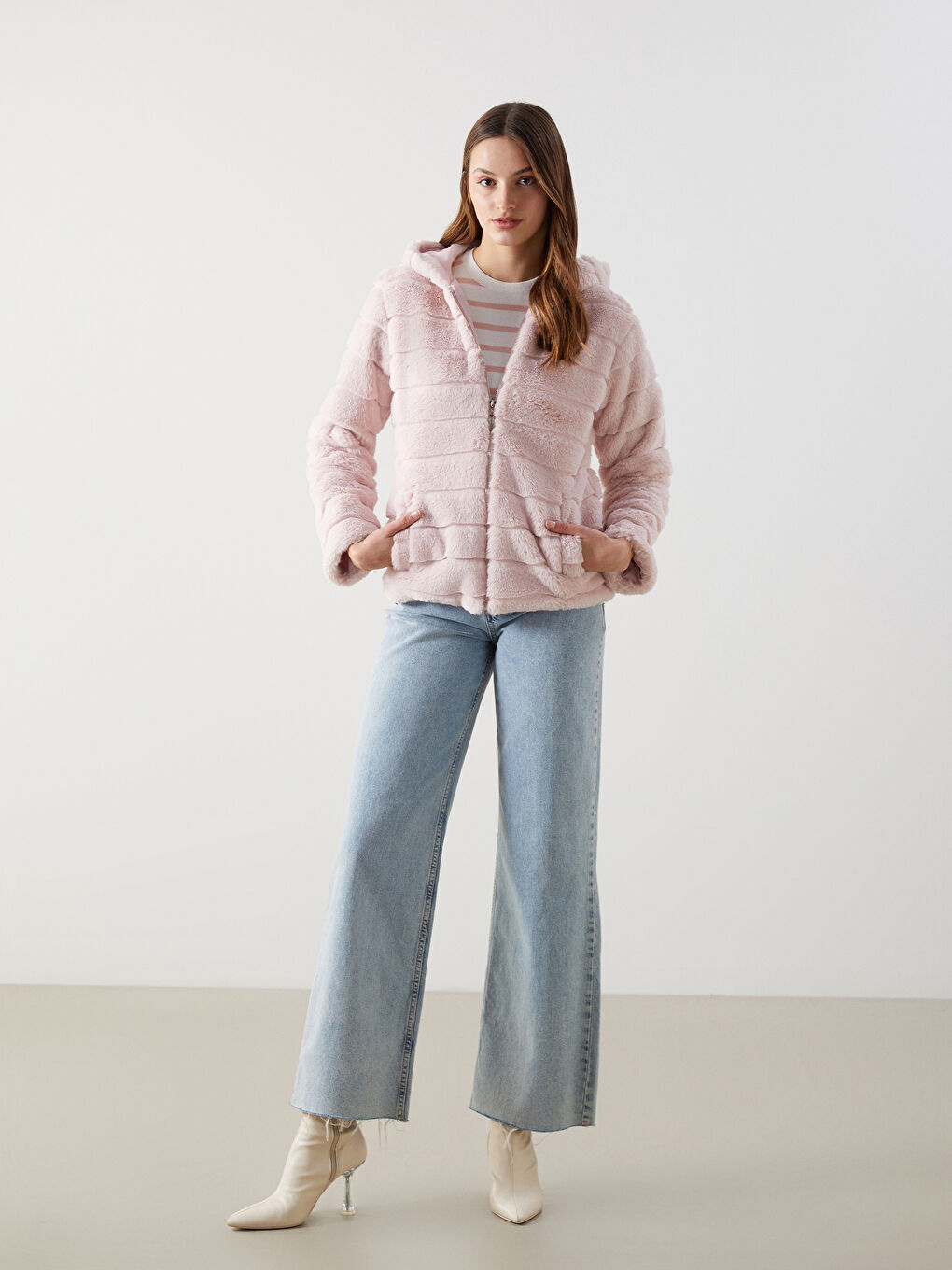 Hooded Women's Plush Coat-1