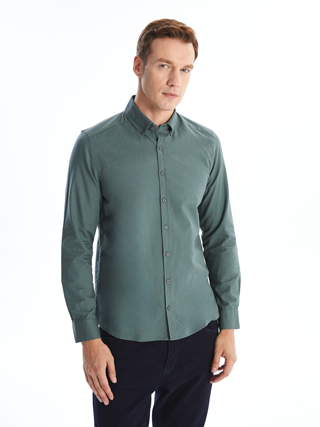 LCWAIKIKI Classic Slim Fit Long Sleeve Oxford Men's Shirt -W52940Z8-SWL