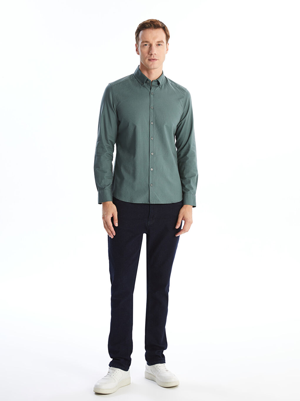 LCWAIKIKI Classic Slim Fit Long Sleeve Oxford Men's Shirt -W52940Z8-SWL