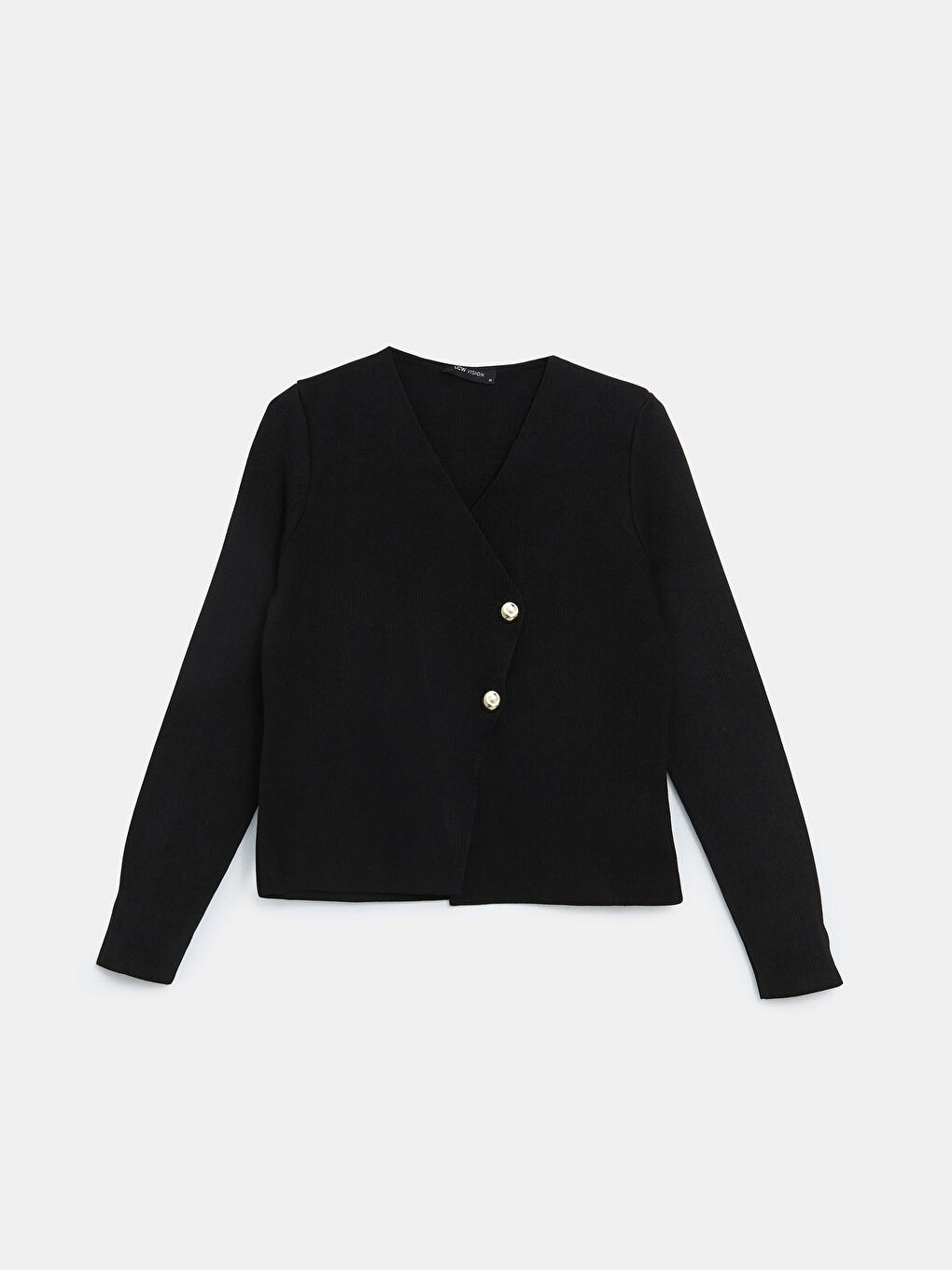 Siyah V Yaka Kadın Triko Hırka-4