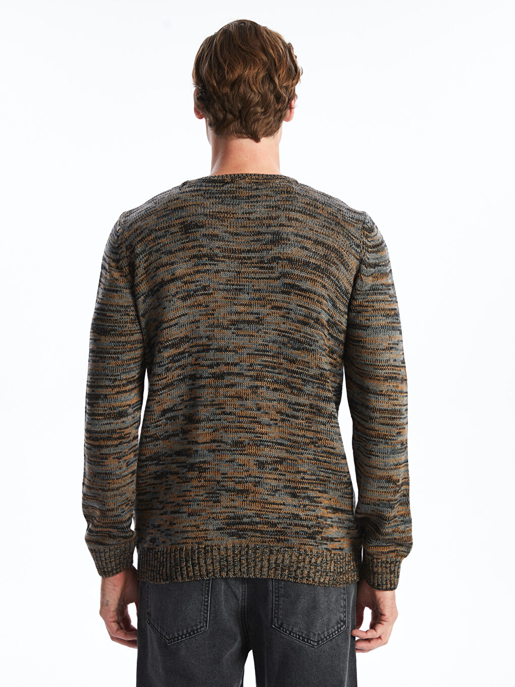 Crew Neck Patterned Men's Knitwear Sweater-7