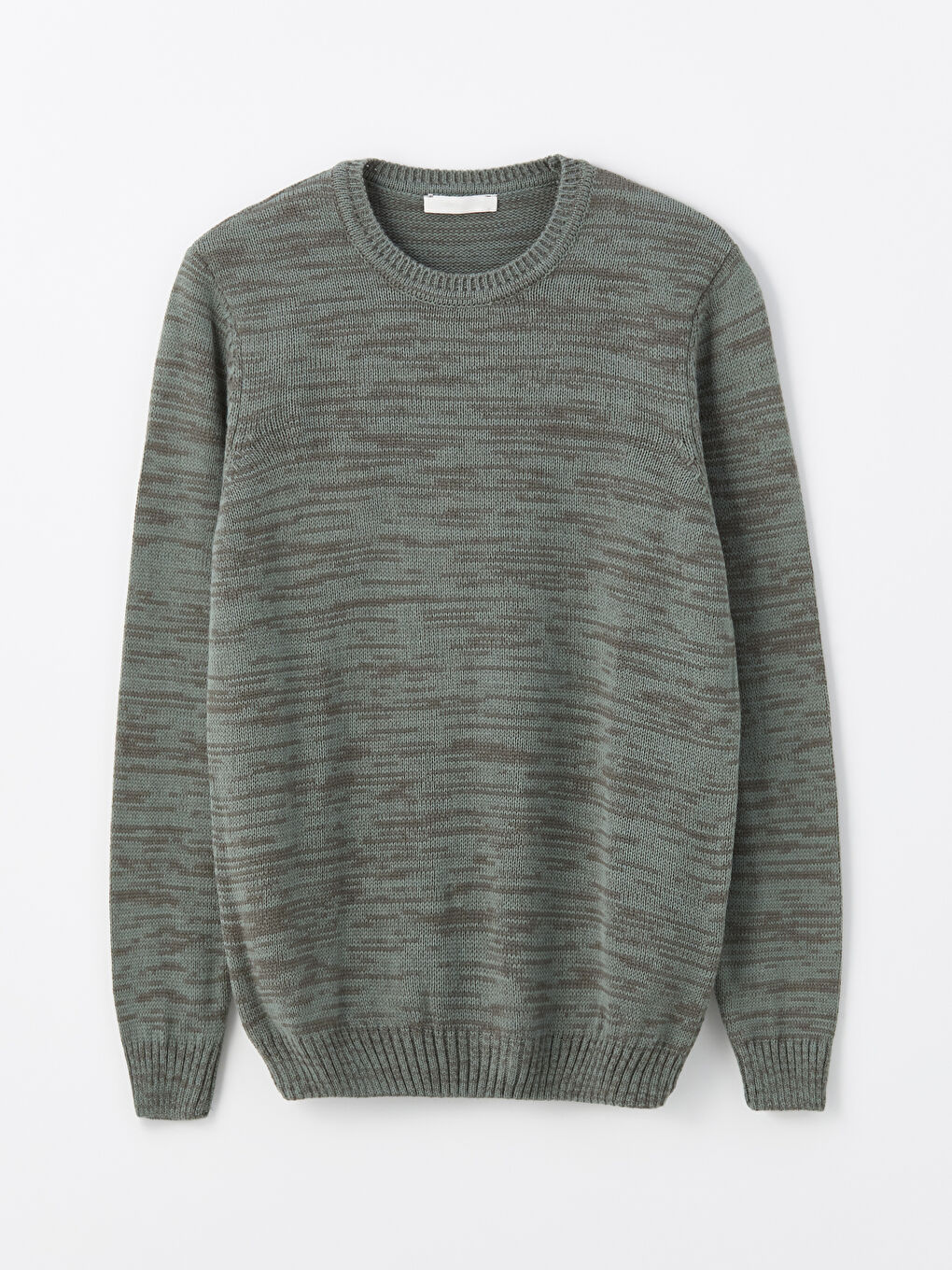 Yeşil Bisiklet Yaka Desenli Erkek Triko Kazak-9