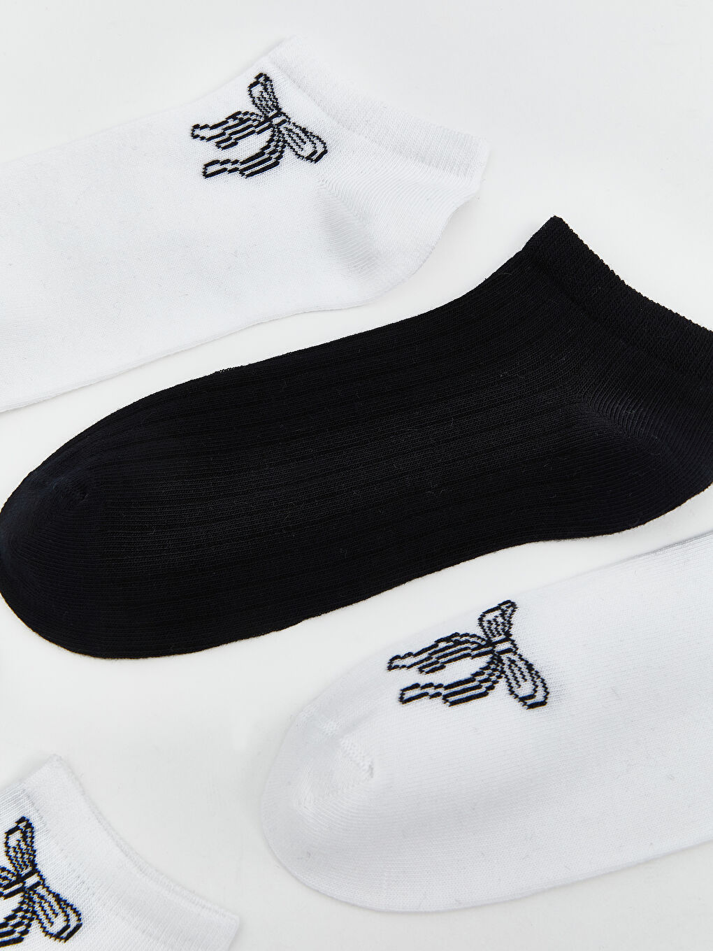 Ekru Desenli Kadın Patik Çorap 5'li-1