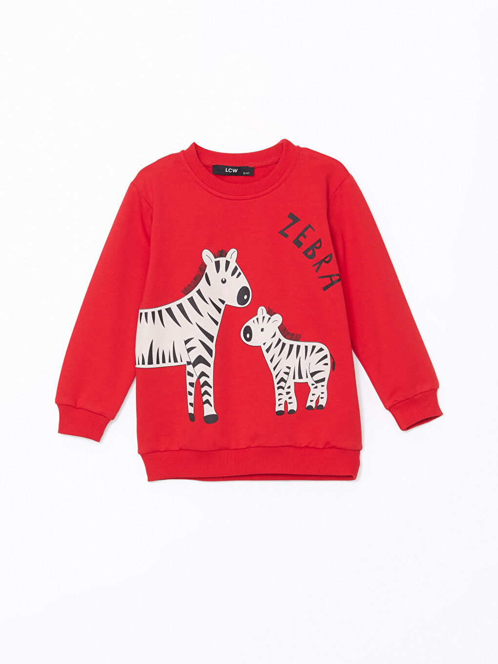 LCW Kids Kırmızı Bisiklet Yaka Baskılı Kız Çocuk Sweatshirt