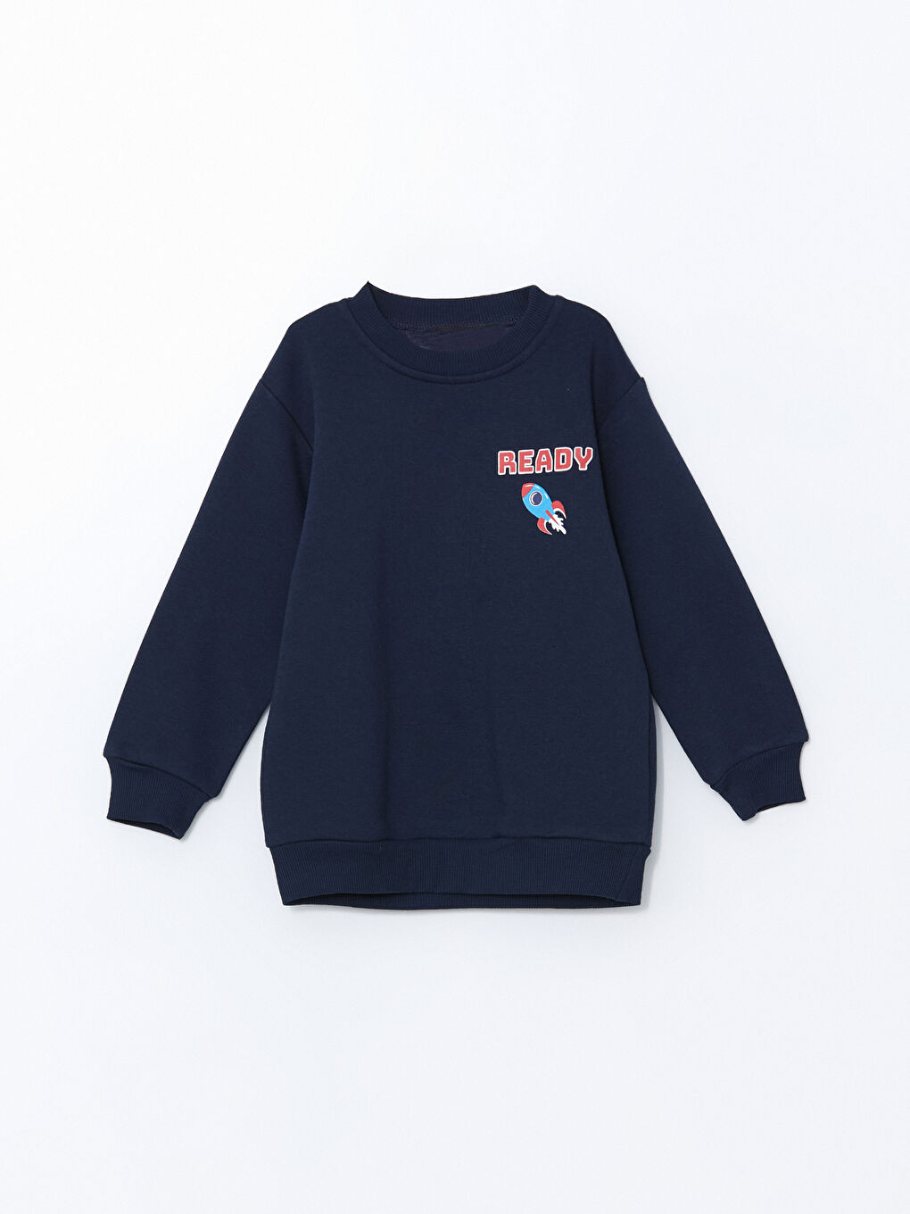 LCW Kids Lacivert Bisiklet Yaka Baskılı Erkek Çocuk Sweatshirt