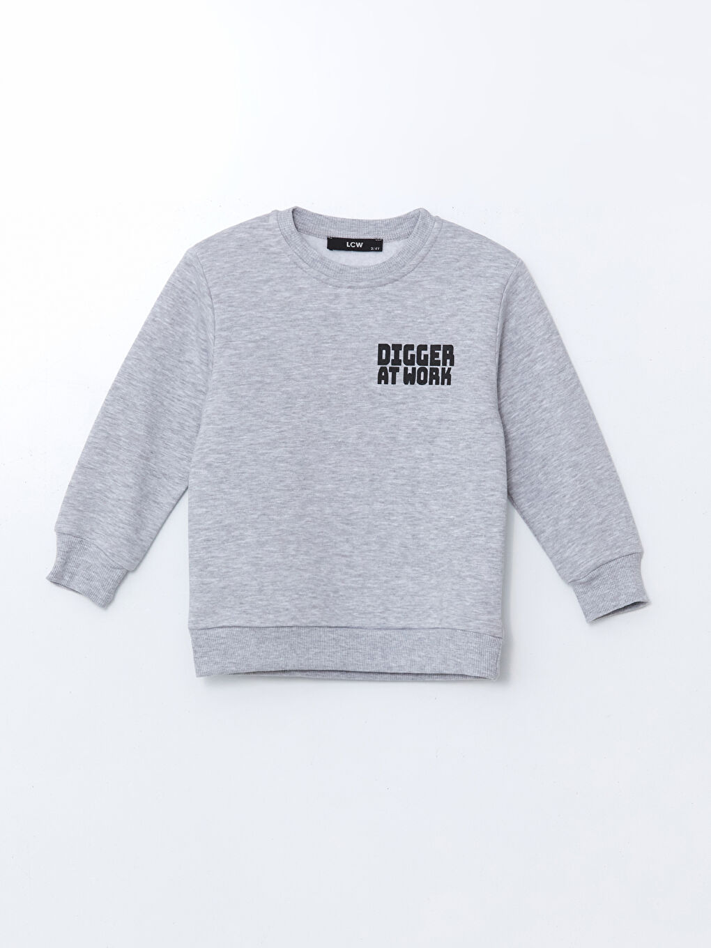 Gri Bisiklet Yaka Baskılı Erkek Çocuk Sweatshirt