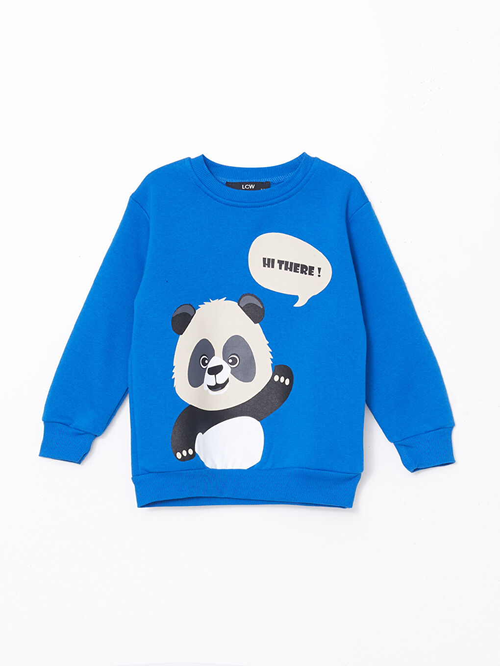 LCW Kids Mavi Bisiklet Yaka Baskılı Erkek Çocuk Sweatshirt