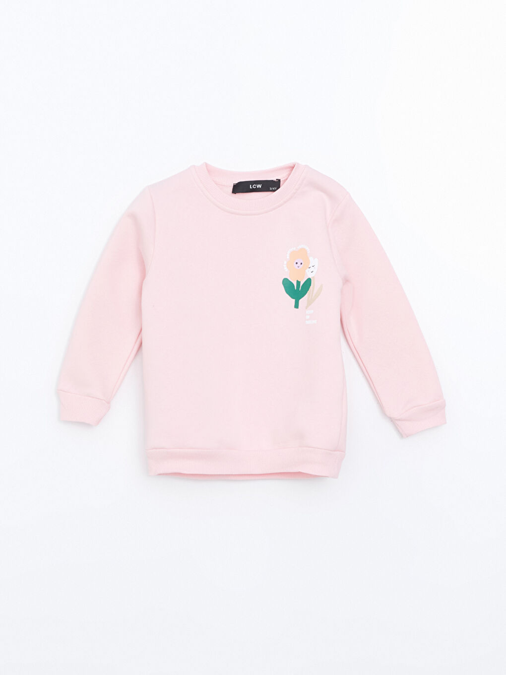 Pembe Bisiklet Yaka Baskılı Kız Çocuk Sweatshirt