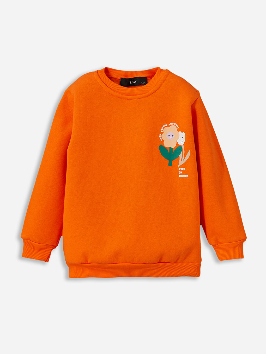 Turuncu Bisiklet Yaka Baskılı Kız Çocuk Sweatshirt