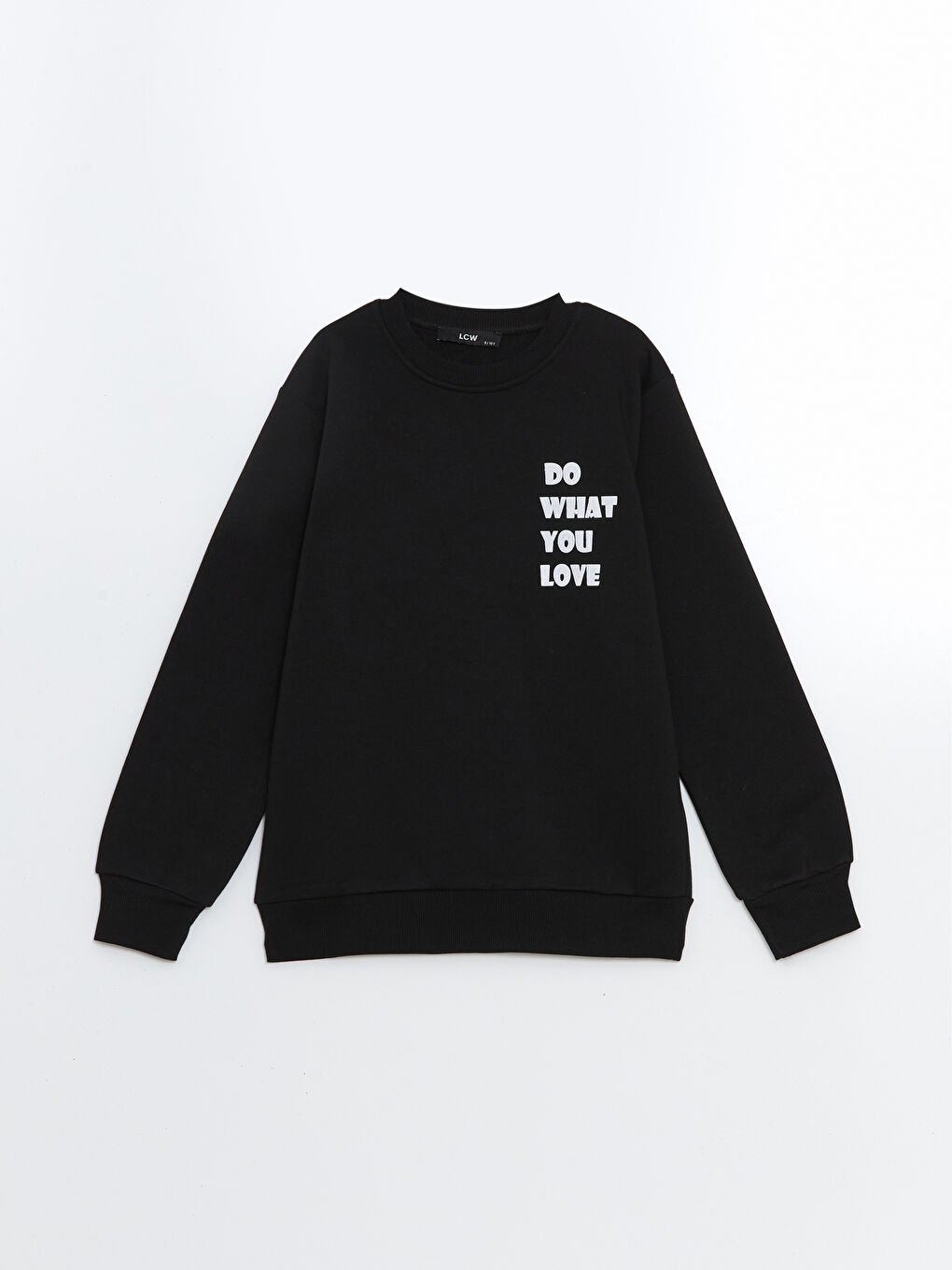 LCW Kids Siyah Bisiklet Yaka Uzun Kollu Baskılı Kız Çocuk Sweatshirt