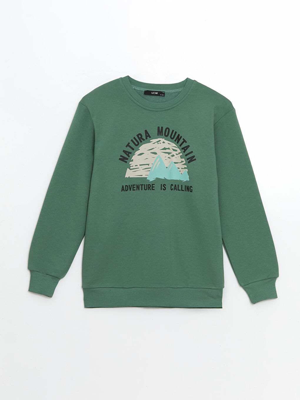 LCW Kids Haki Bisiklet Yaka Baskılı Erkek Çocuk Sweatshirt