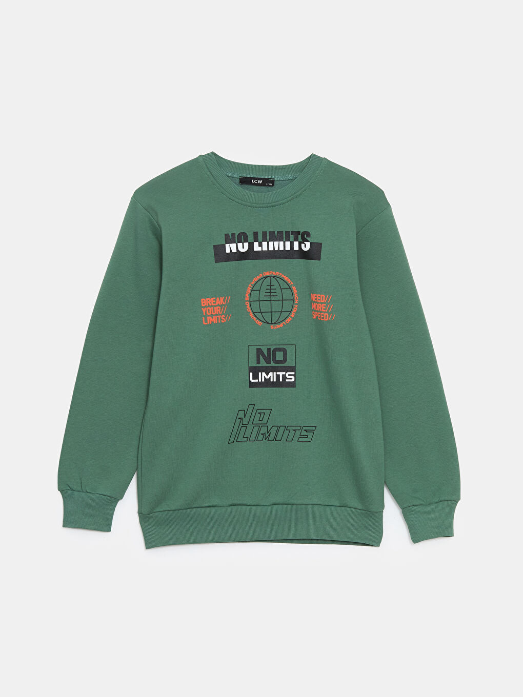 LCW Kids Haki Bisiklet Yaka Baskılı Erkek Çocuk Sweatshirt