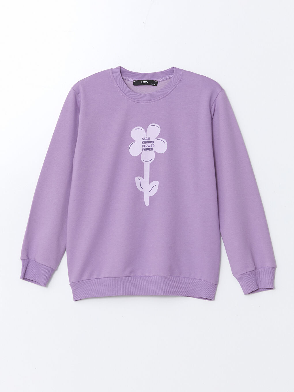 LCW Kids Lila Bisiklet Yaka Kız Çocuk Sweatshirt - 1