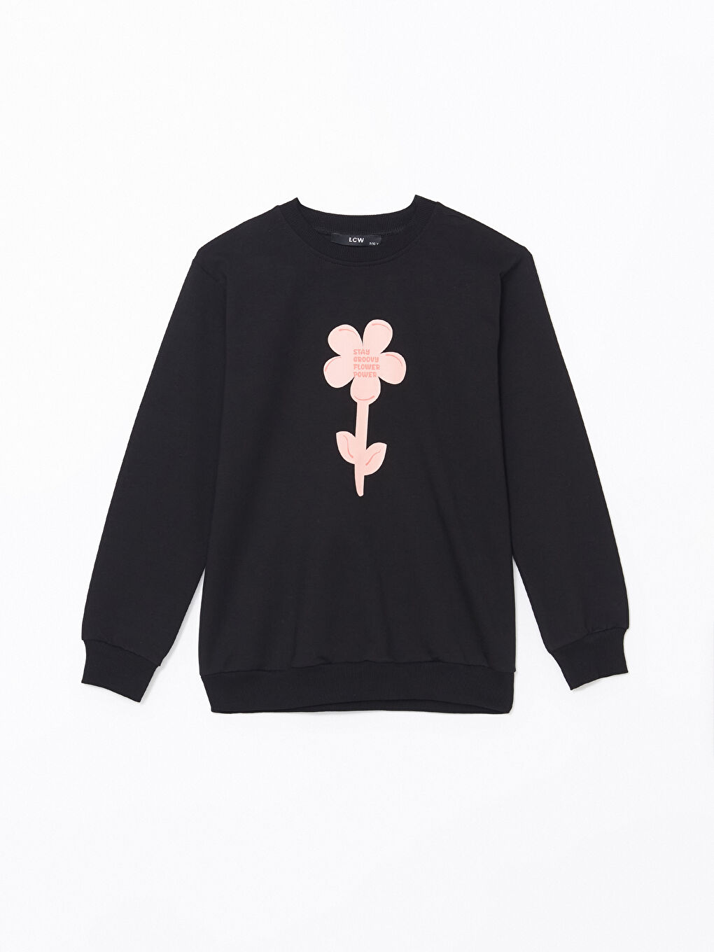 LCW Kids Siyah Bisiklet Yaka Kız Çocuk Sweatshirt - 1