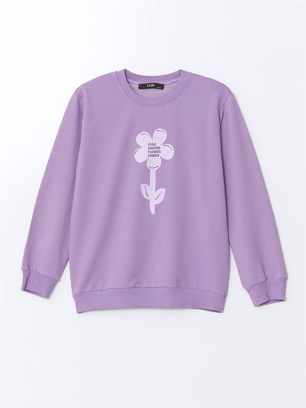 LCW Kids Lila Bisiklet Yaka Kız Çocuk Sweatshirt