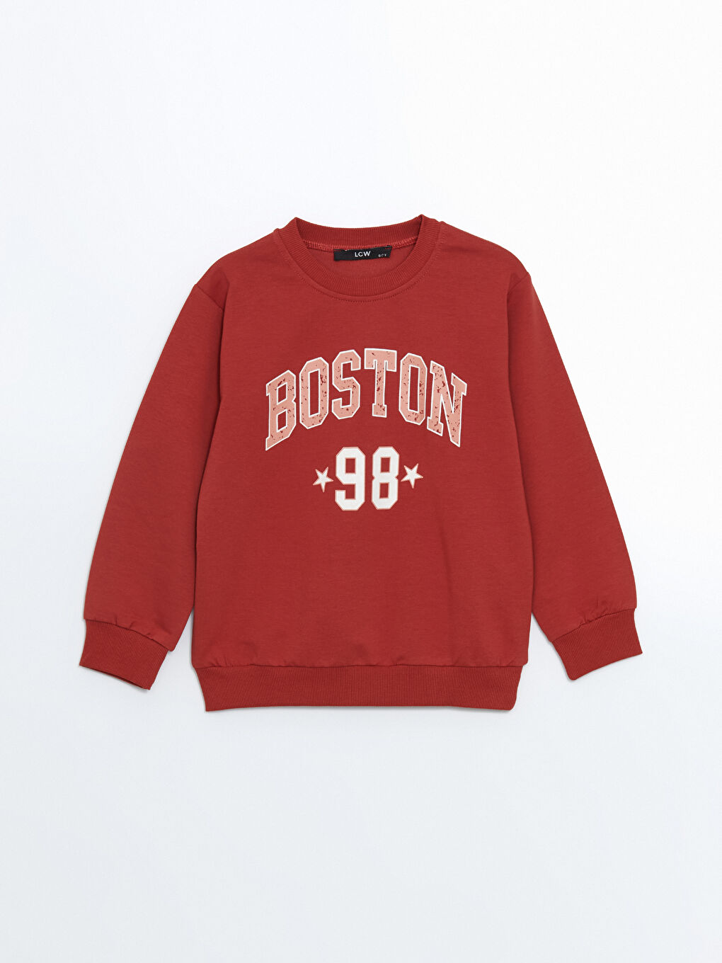 LCW Kids Kahverengi Bisiklet Yaka Baskılı Kız Çocuk Sweatshirt