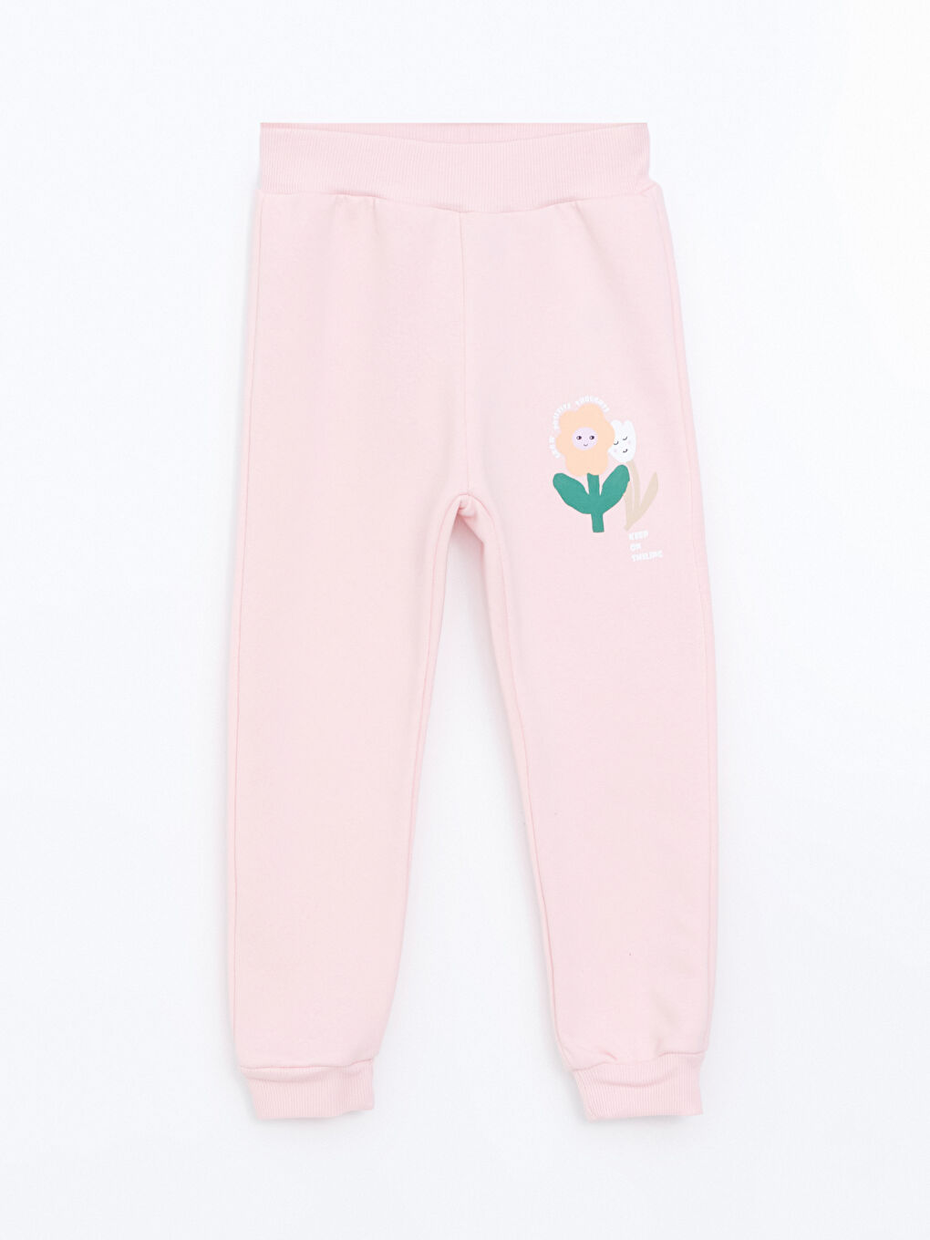 LCW Kids Pembe Beli Lastikli Kız Çocuk Jogger Eşofman Altı