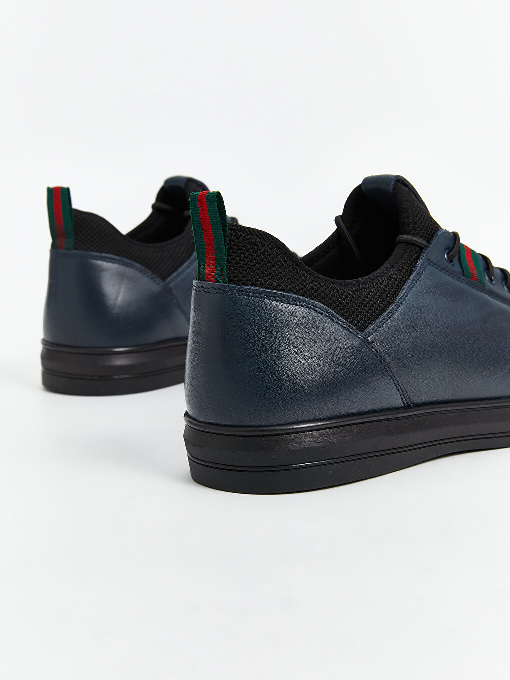 Lacivert Hakiki Deri Bağcıklı Erkek Spor Ayakkabı-4