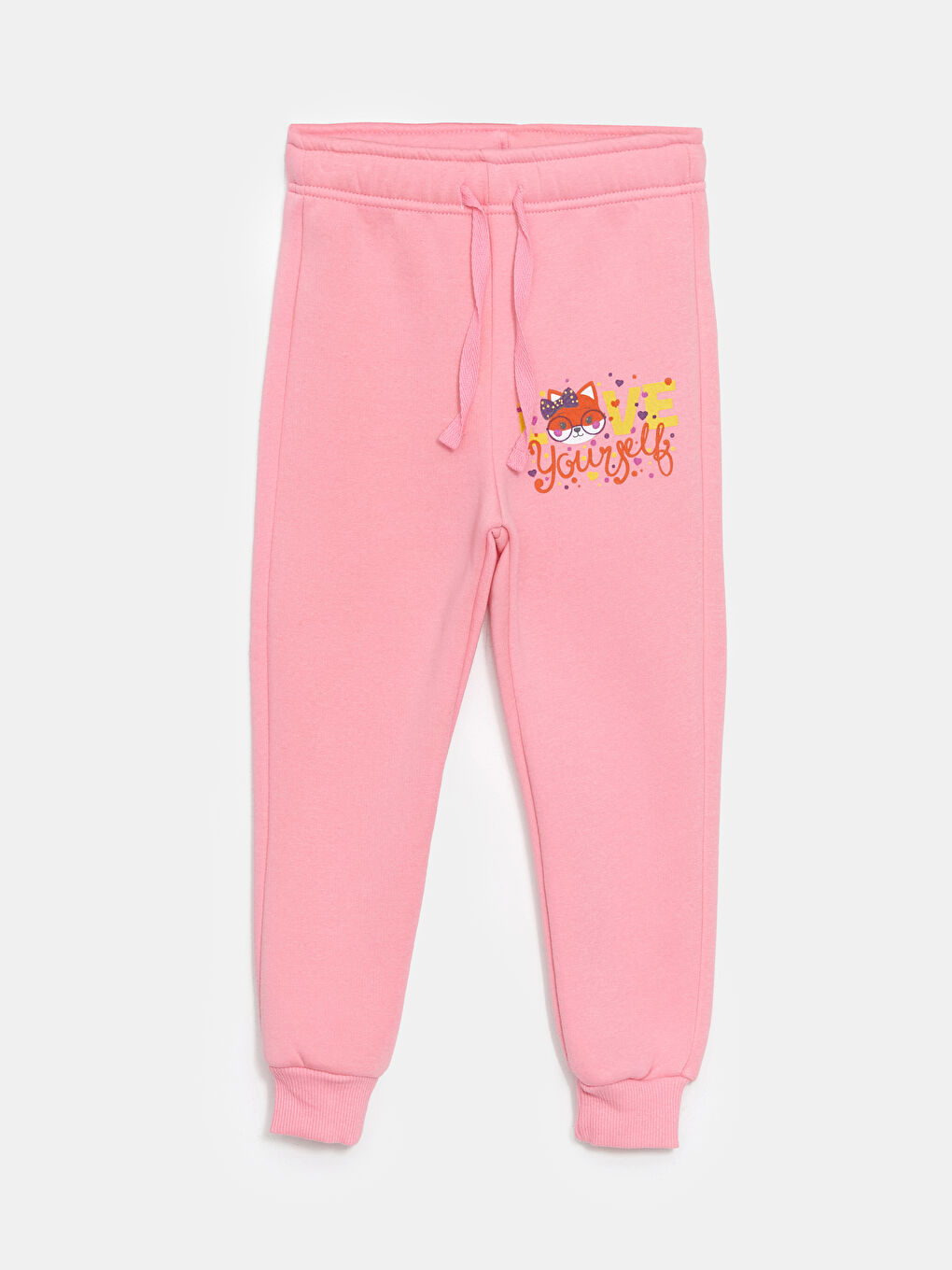 Pembe Beli Lastikli Kız Çocuk Jogger Eşofman Altı