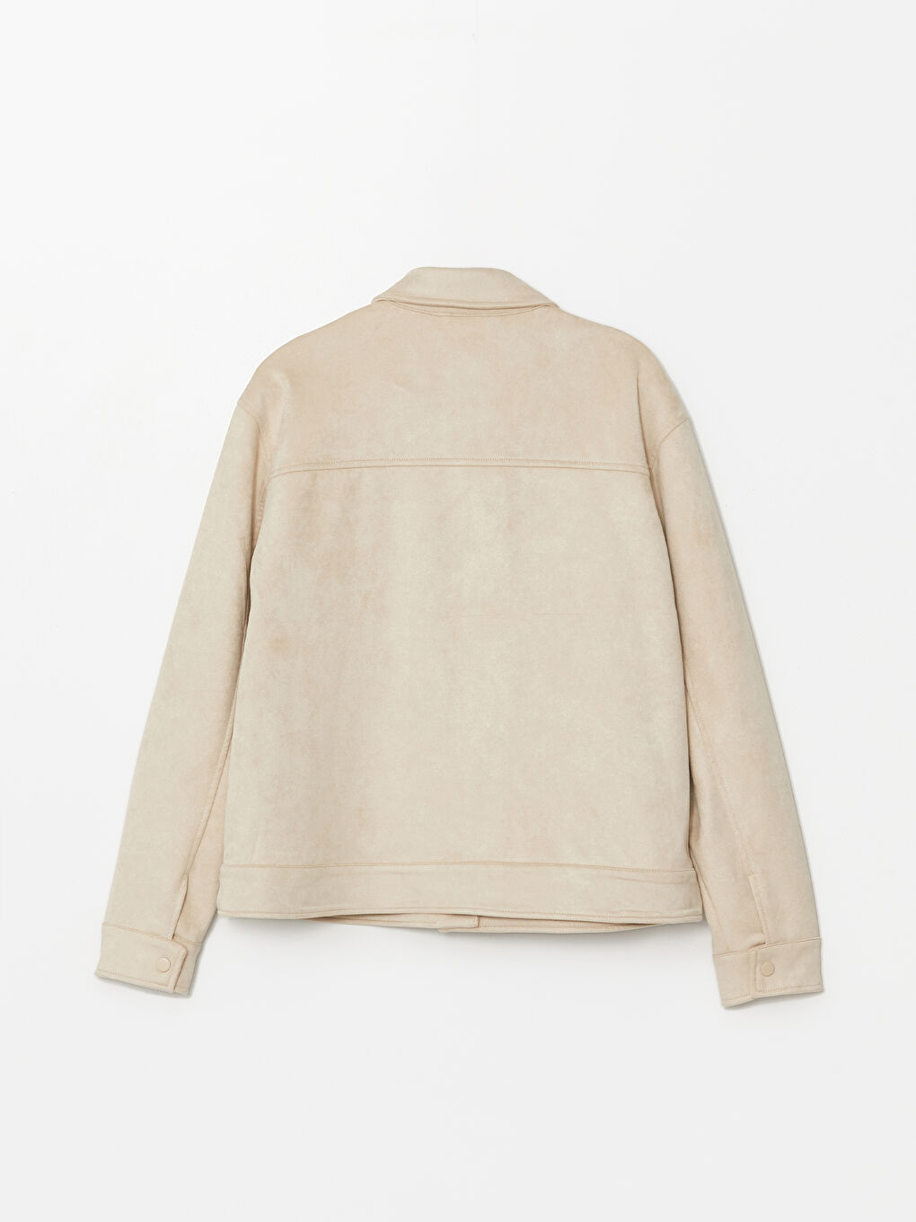 Gri Gömlek Yaka Kadın Süet Görünümlü Ceket-10