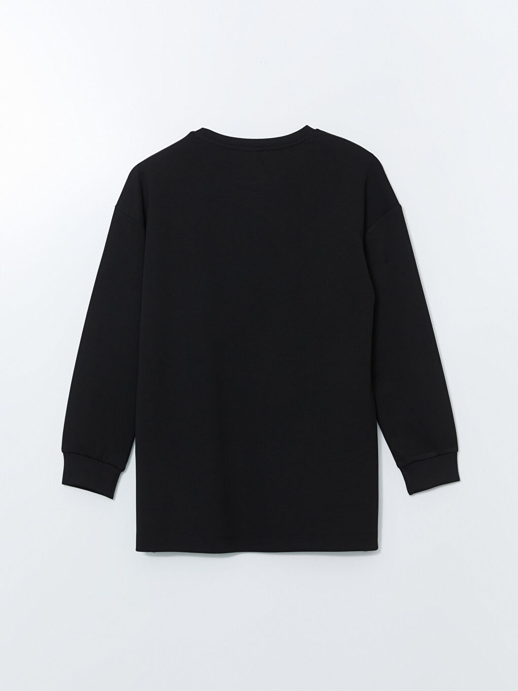 Siyah Bisiklet Yaka Taşlı Oversize Kadın Sweatshirt Tunik-5