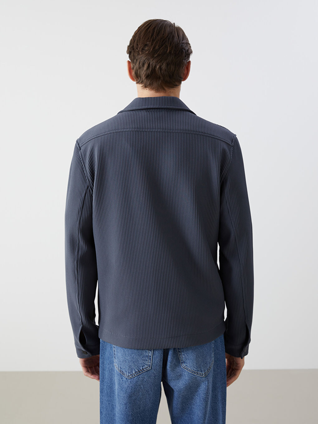 Slim Fit Collared Neck Men's Coat -W4LR50Z8-DUJ
