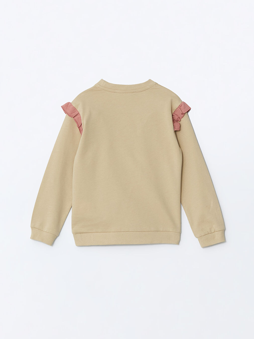 LCW Kids Ekru Bisiklet Yaka Uzun Kollu Baskılı Kız Bebek Sweatshirt - 1