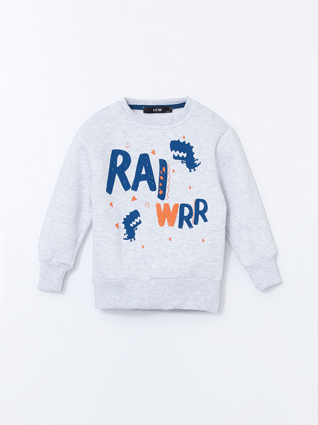 Gri Bisiklet Yaka Baskılı Erkek Çocuk Sweatshirt