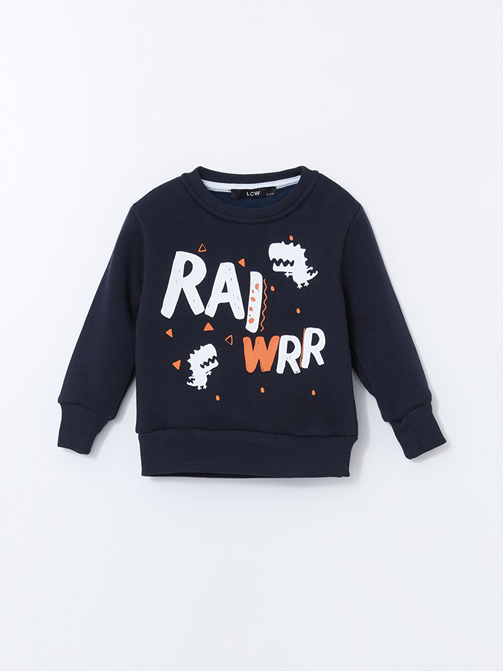 Lacivert Bisiklet Yaka Baskılı Erkek Çocuk Sweatshirt