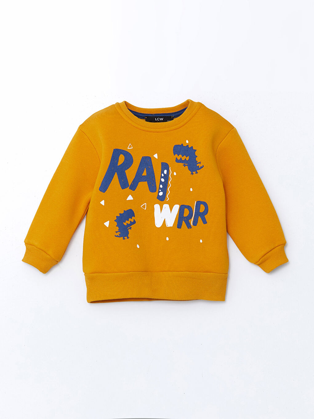 Sarı Bisiklet Yaka Baskılı Erkek Çocuk Sweatshirt