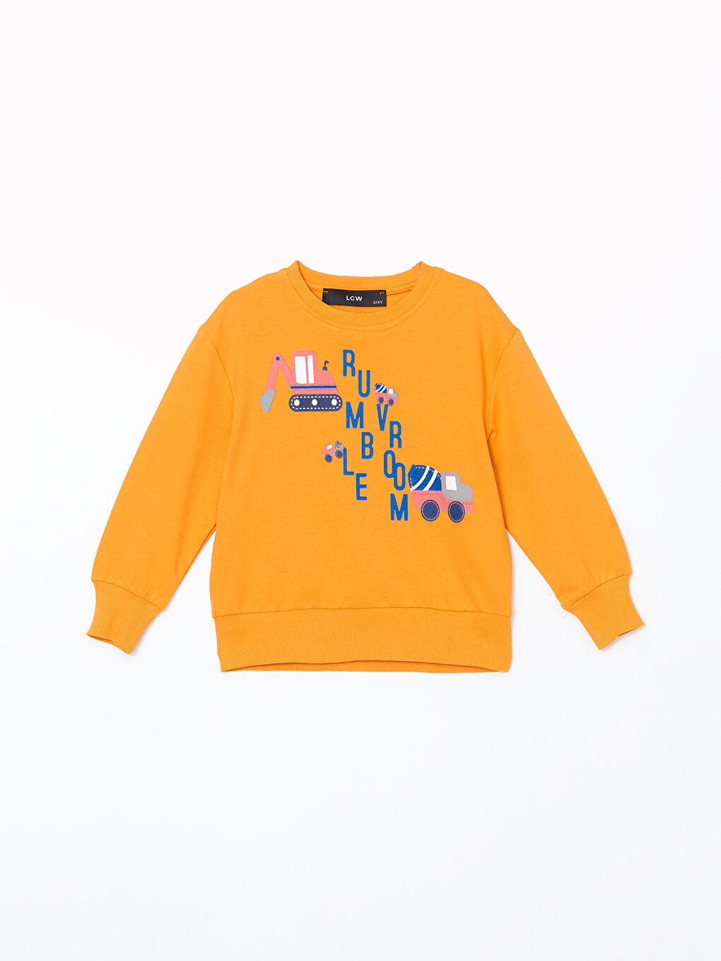 Sarı Bisiklet Yaka Baskılı Erkek Çocuk Sweatshirt