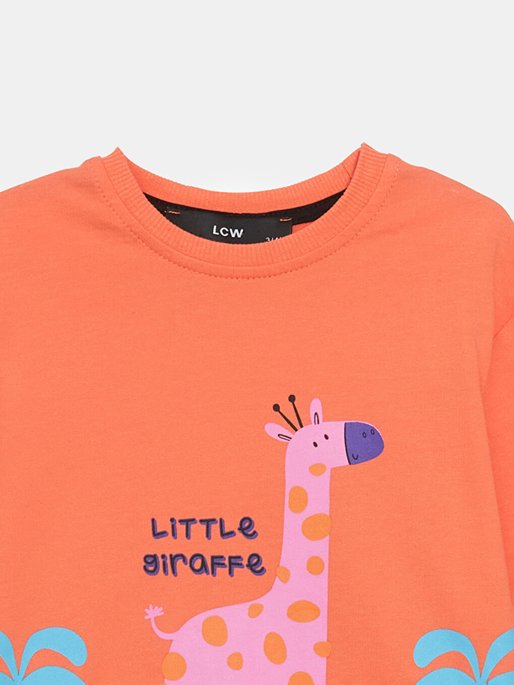 LCW Kids Turuncu Bisiklet Yaka Baskılı Kız Çocuk Sweatshirt - 2