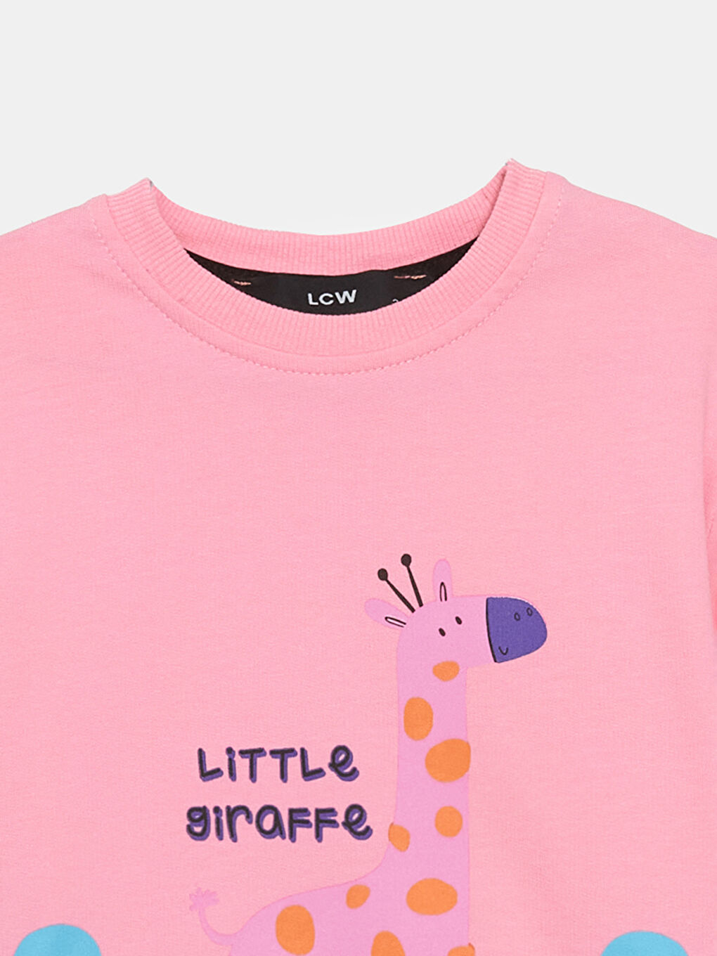 LCW Kids Pembe Bisiklet Yaka Baskılı Kız Çocuk Sweatshirt - 2