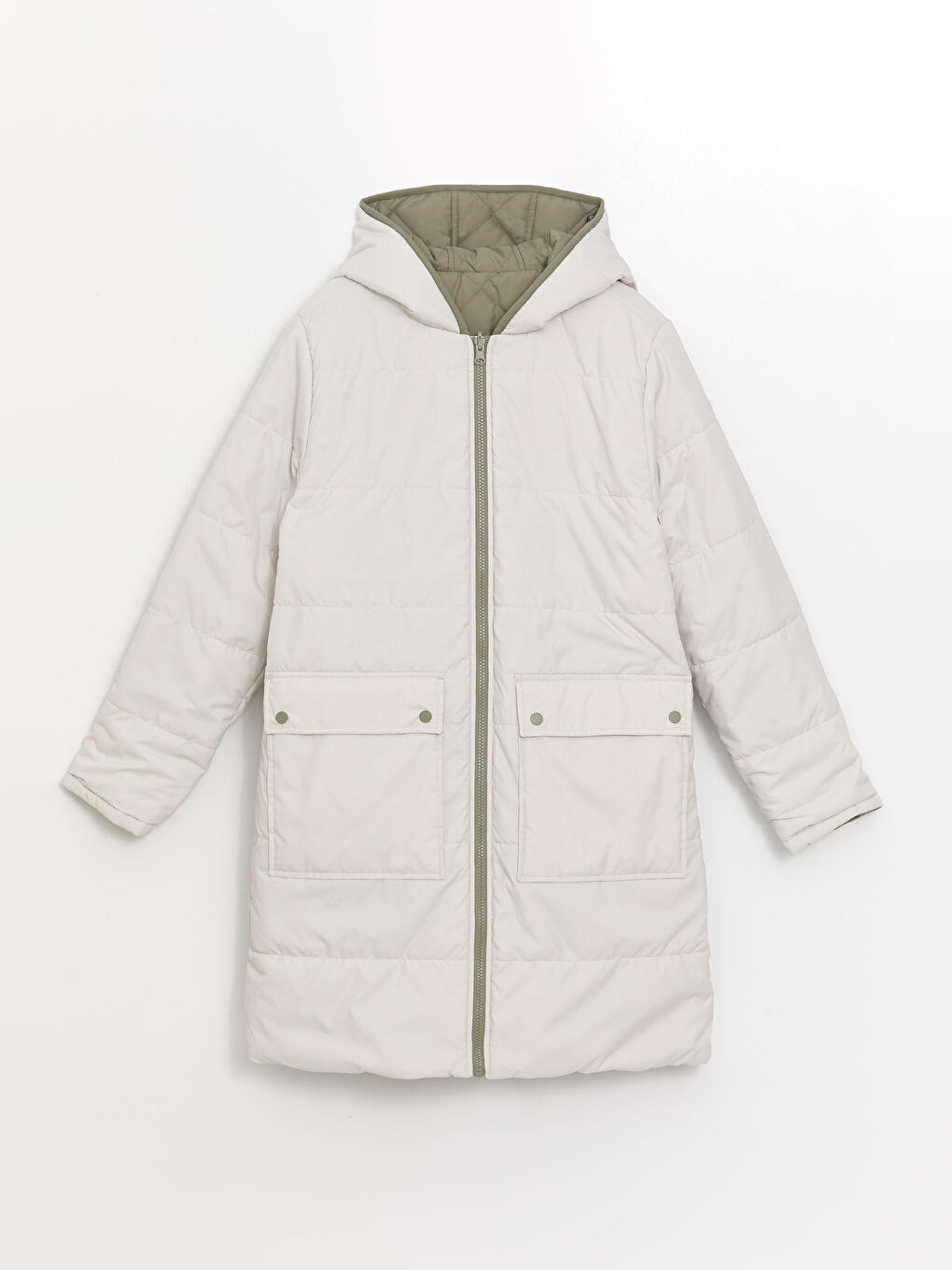 LCWAIKIKI Classic Hooded Reversible Women's Puffer Coat -W53227Z8-QTA