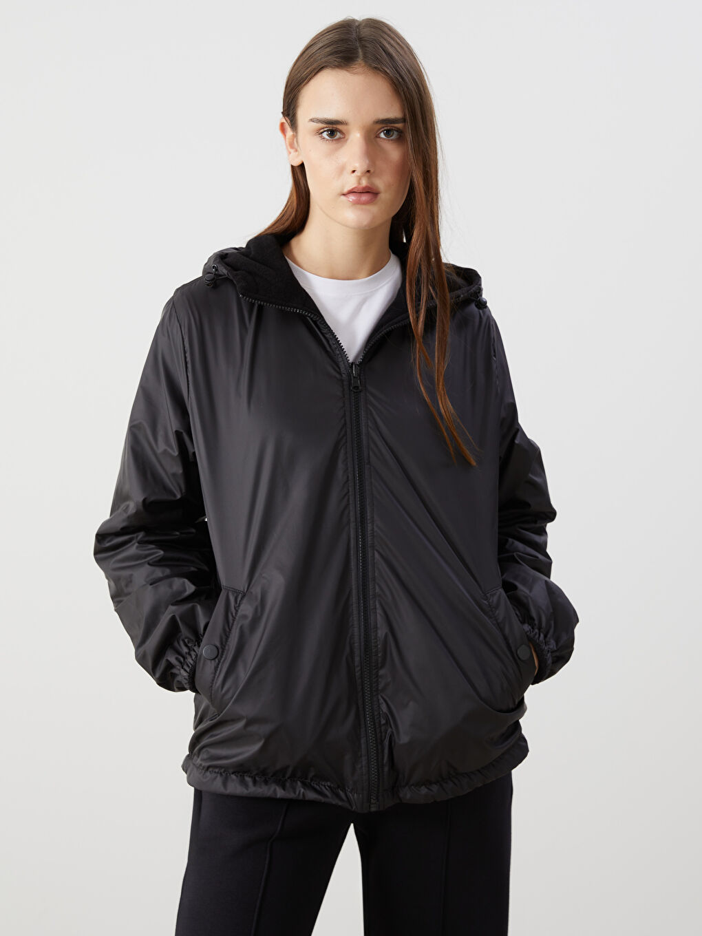 LCWAIKIKI Classic Hooded Plain Reversible Women's Coat -W53234Z8-CVL