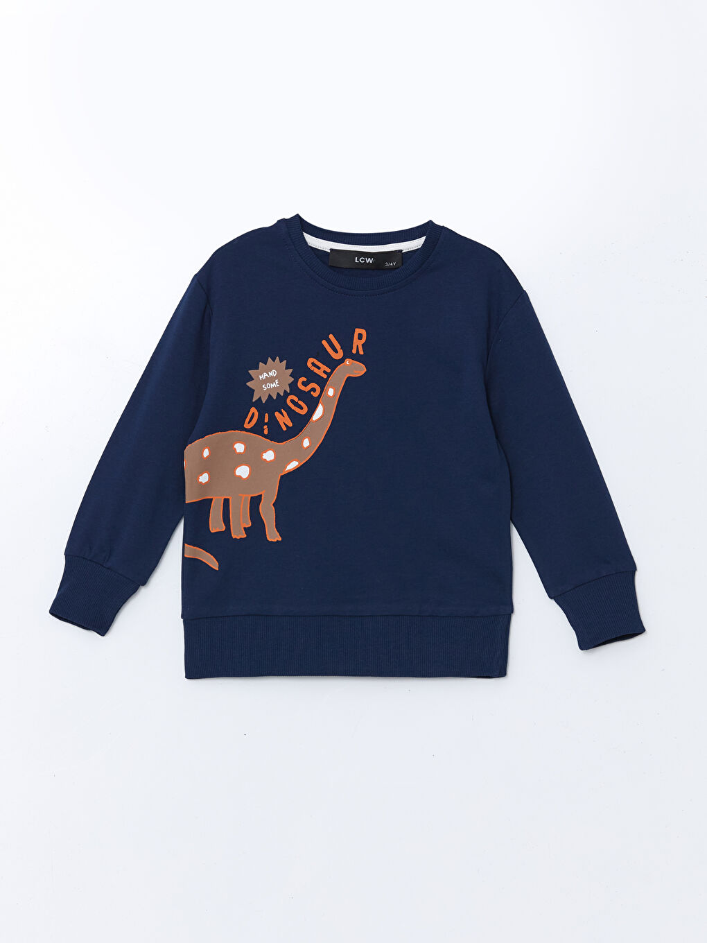 LCW Kids Lacivert Bisiklet Yaka Baskılı Erkek Çocuk Sweatshirt