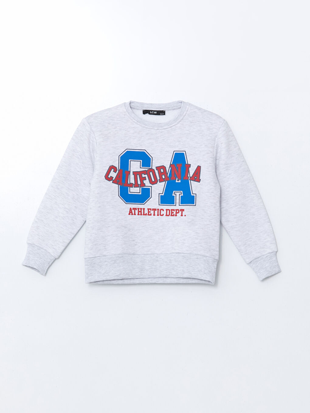 Gri Bisiklet Yaka Baskılı Erkek Çocuk Sweatshirt