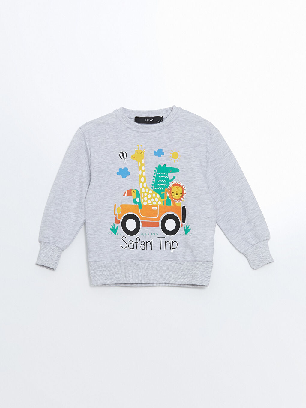 LCW Kids Gri Bisiklet Yaka Kalın Erkek Çocuk Sweatshirt