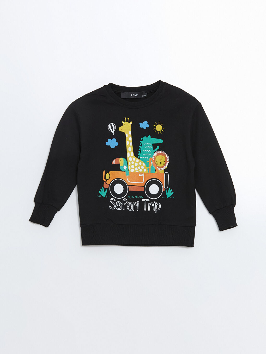 LCW Kids Siyah Bisiklet Yaka Kalın Erkek Çocuk Sweatshirt